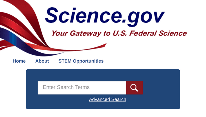 Search interface of Science.gov
