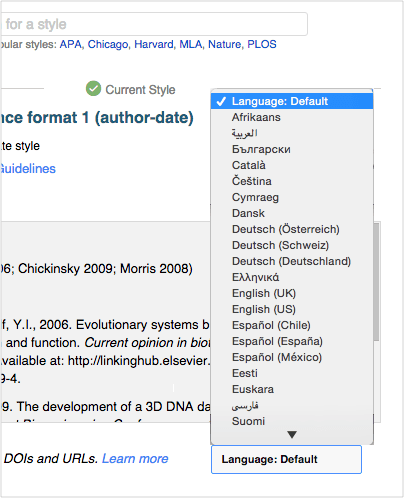 Choose language for citations