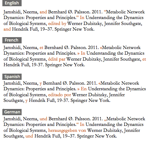 Citations in multiple languages