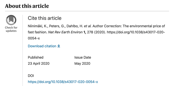 DOI in an article from Nature