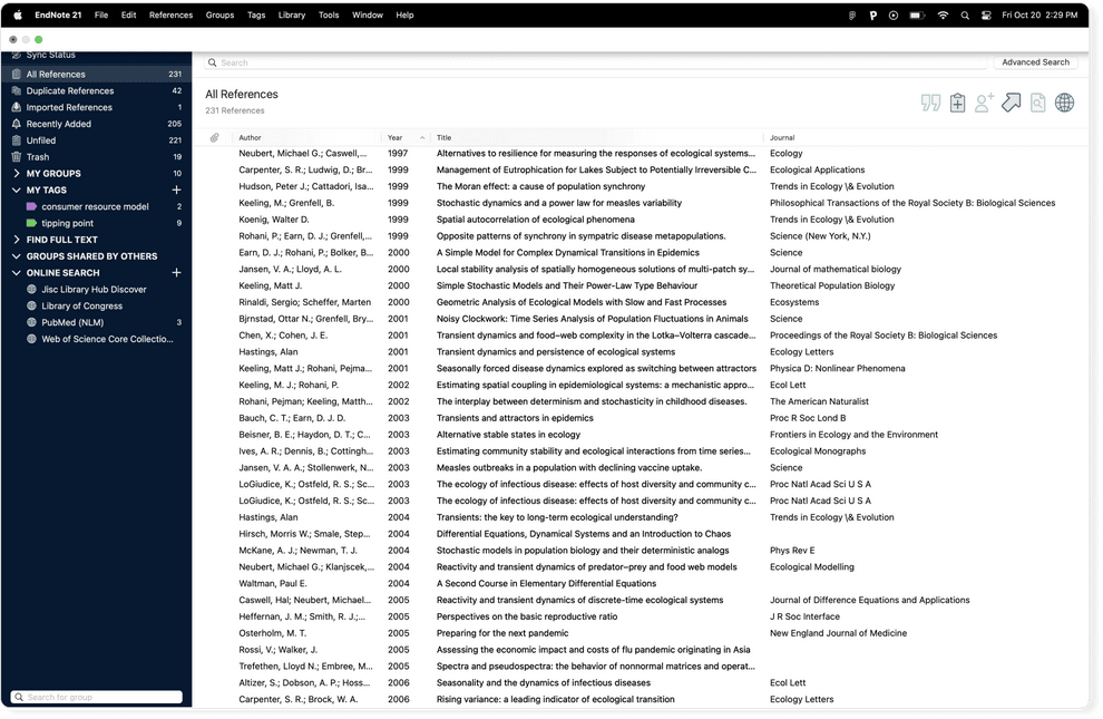 Endnote screenshot