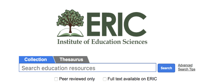 Search interface of ERIC database