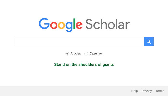 Search interface of Google Scholar