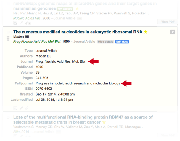 Normalize journal names