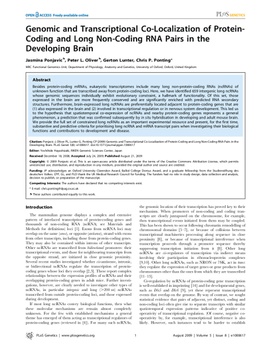 A PLOS Genetic article from 2009